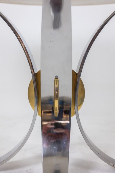 Table in white marble and chromed and gilded metal. Circa 1970.  LS60812009H