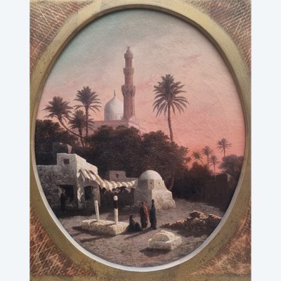 Alexandre CURT - Landschaft mit einer Moschee in Kairo