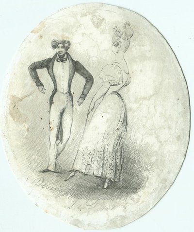 Eugène DEVÉRIA (1808-1865) La danse - Dessin original ancien 