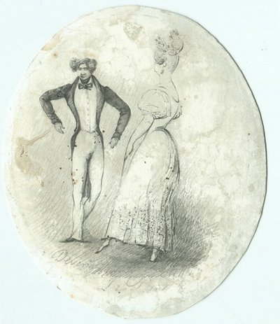 Eugène DEVÉRIA (1808-1865) La danse - Dessin original ancien 