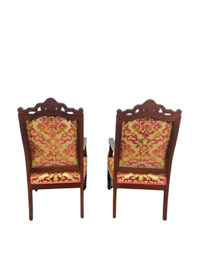 Paire De Fauteuils En Acajou Sculpté Du XIXème Style Louis-Philippe