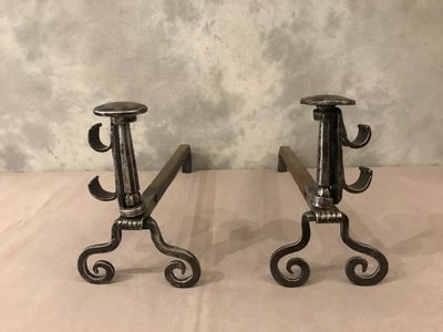 Pair of 18th century wrought iron andirons
