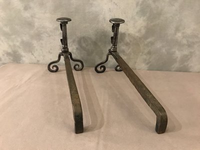 Pair of 18th century wrought iron andirons