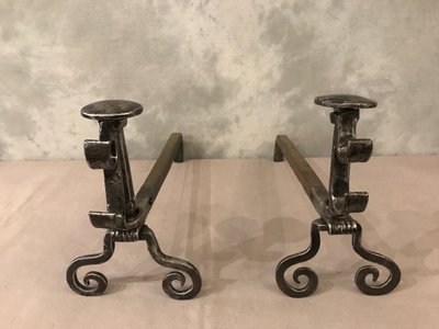 Pair of 18th century wrought iron andirons