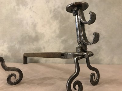 Pair of 18th century wrought iron andirons