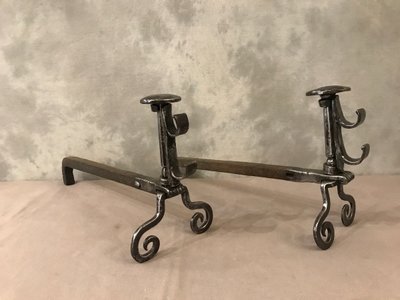 Pair of 18th century wrought iron andirons