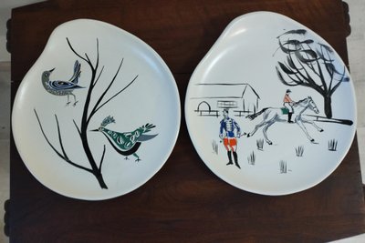 Grande assiette en forme libre, design organique - 1960 - Epoque vintage