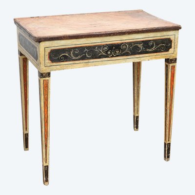 Console ancienne Marchigiana en bois laqué et peint. Epoque XVIIIe siècle.