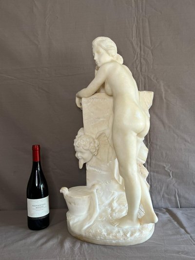 Skulptur aus Carrara-Marmor von FIASCHI EMILIO 19. Jahrhundert