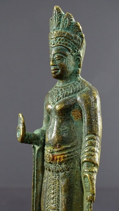 Thailand, Early 20th century, Lobpuri Kingdom Style, Bronze Buddha Statue.