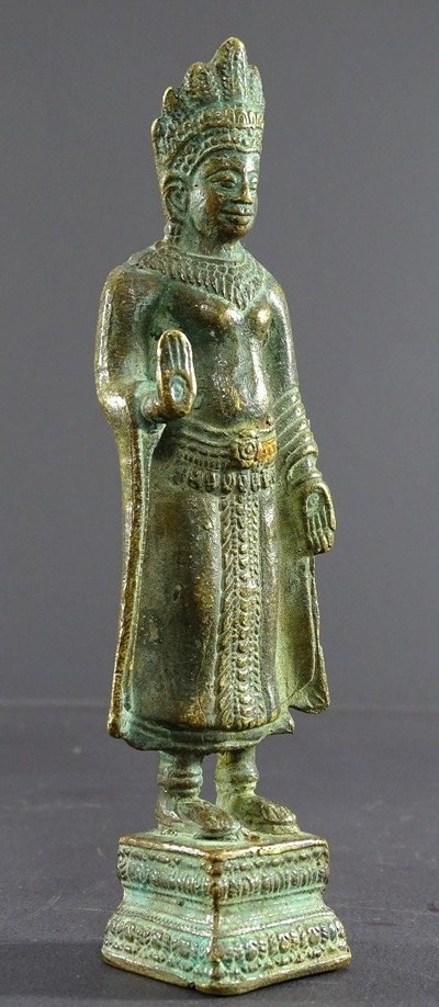 Thailand, Early 20th century, Lobpuri Kingdom Style, Bronze Buddha Statue.
