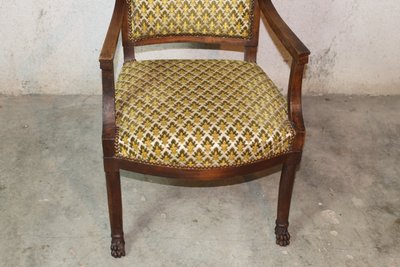 Paire de fauteuils d'époque Consulat en noyer 19ème dans le goût de Jacob Frères