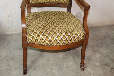 Paire de fauteuils d'époque Consulat en noyer 19ème dans le goût de Jacob Frères