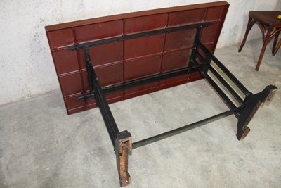 Bakelite-topped bistro table with 4 Art Deco beech chairs