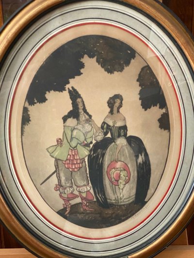 Jeux de Séduction, Sylvain Sauvage,  Paire de gravures rehaussées, Vers 1925