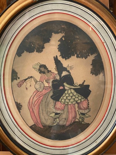 Jeux de Séduction, Sylvain Sauvage,  Paire de gravures rehaussées, Vers 1925