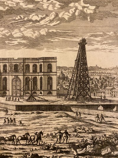 Ansicht und Perspektive des Pariser Observatoriums, Radierung, Pierre Aveline (1653-1722)