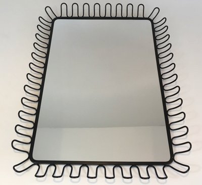 Black Lacquered Metal Mirrors In The Taste Of Jean Royère. Circa 1980