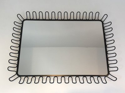 Black Lacquered Metal Mirrors In The Taste Of Jean Royère. Circa 1980