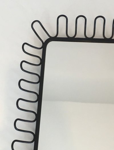 Black Lacquered Metal Mirrors In The Taste Of Jean Royère. Circa 1980
