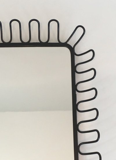 Black Lacquered Metal Mirrors In The Taste Of Jean Royère. Circa 1980