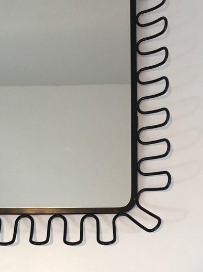 Black Lacquered Metal Mirrors In The Taste Of Jean Royère. Circa 1980