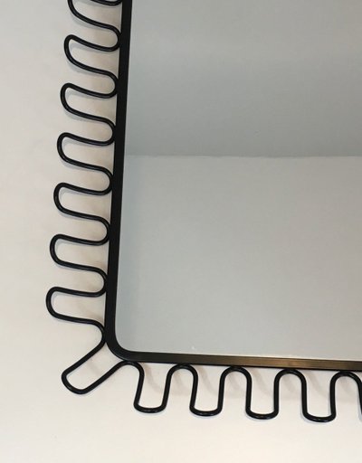 Black Lacquered Metal Mirrors In The Taste Of Jean Royère. Circa 1980