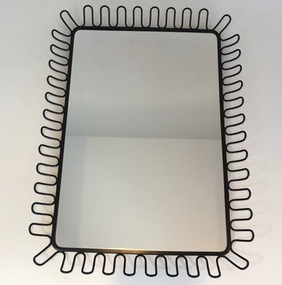 Black Lacquered Metal Mirrors In The Taste Of Jean Royère. Circa 1980