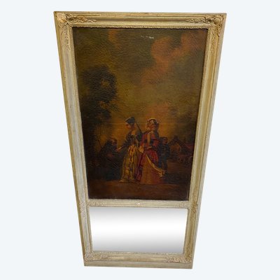 19th century Trumeau - Romantic scene - 77cm x 160cm