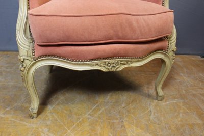 Paire De Bergères De Style Louis XV En Hêtre Peint Vers 1900