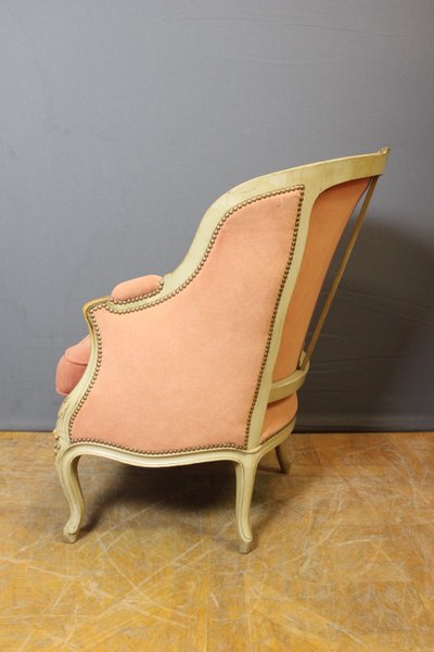 Paire De Bergères De Style Louis XV En Hêtre Peint Vers 1900