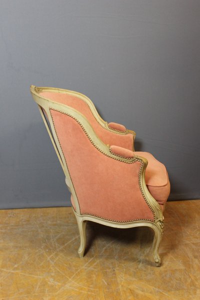 Paire De Bergères De Style Louis XV En Hêtre Peint Vers 1900