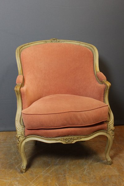 Paire De Bergères De Style Louis XV En Hêtre Peint Vers 1900