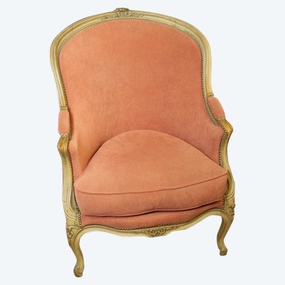 Paire De Bergères De Style Louis XV En Hêtre Peint Vers 1900