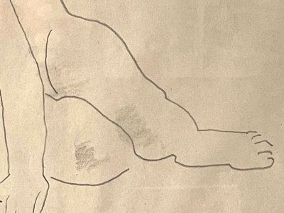 Dessin original,  nu féminin étendu. signé Leopold Survage