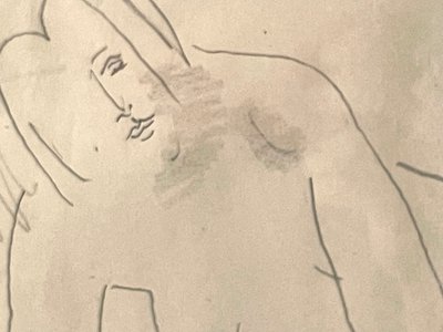 Dessin original,  nu féminin étendu. signé Leopold Survage