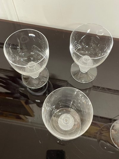 Lalique - Modèle Langeais - 5 Verres à Vin Blanc En Cristal Lalique France H: 12 Cm
