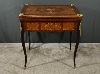 Mahogany Games Table, Transitional Louis XV/Louis XVI style - Late 19th century