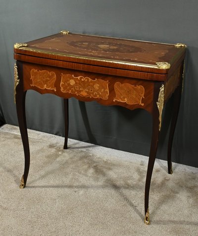 Mahogany Games Table, Transitional Louis XV/Louis XVI style - Late 19th century