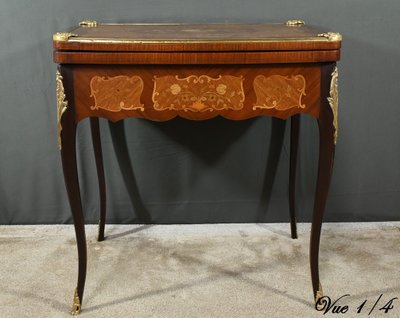 Mahogany Games Table, Transitional Louis XV/Louis XVI style - Late 19th century