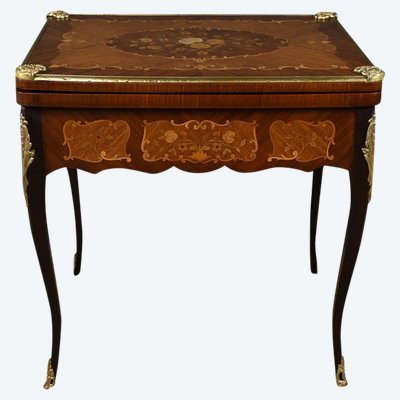 Mahogany Games Table, Transitional Louis XV/Louis XVI style - Late 19th century