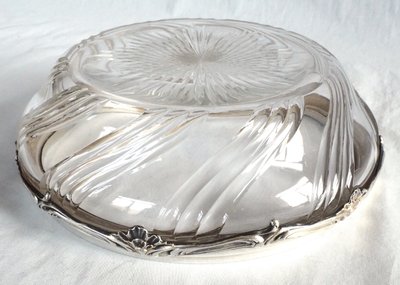 Salatschüssel oder Jugendstil-Schüssel aus Baccarat-Kristall und Sterlingsilber, Minerva-Stempel