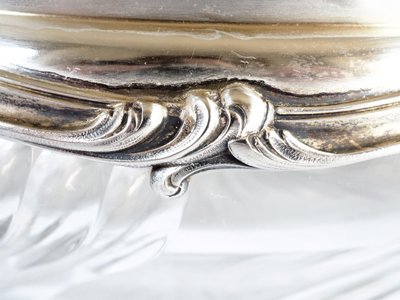 Salatschüssel oder Jugendstil-Schüssel aus Baccarat-Kristall und Sterlingsilber, Minerva-Stempel