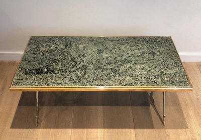 Table Basse De Style Néoclassique En Laiton Et Plateau De Marbre Dans Le Goût De Raymond Subes