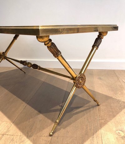 Table Basse De Style Néoclassique En Laiton Et Plateau De Marbre Dans Le Goût De Raymond Subes