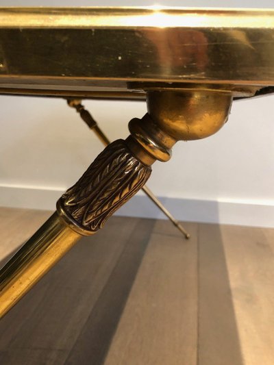 Table Basse De Style Néoclassique En Laiton Et Plateau De Marbre Dans Le Goût De Raymond Subes