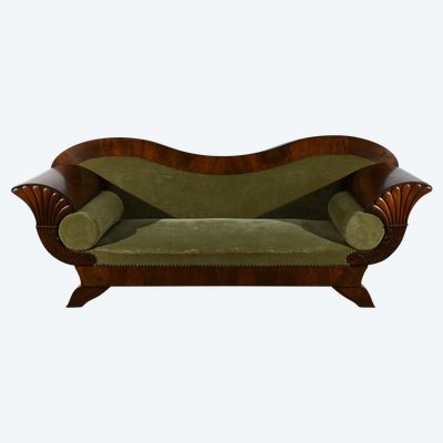 Canapé en Ronce d’Acajou, style Biedermeier – Fin XIXe