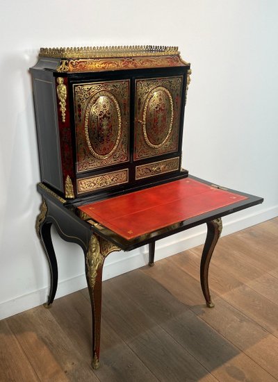 Bureau Bonheur Du Jour En Marqueterie Boulle d'Epoque Napoléon III