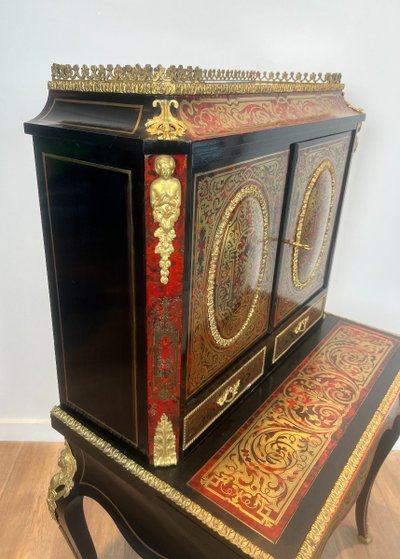 Bureau Bonheur Du Jour En Marqueterie Boulle d'Epoque Napoléon III