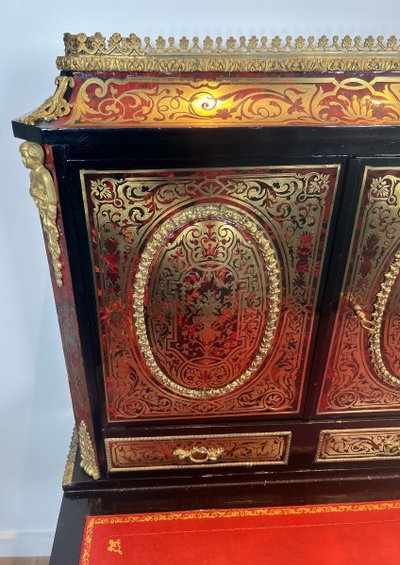 Bureau Bonheur Du Jour En Marqueterie Boulle d'Epoque Napoléon III
